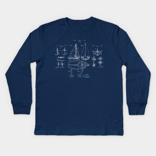 Nautical Sailboat Patent Drawing Kids Long Sleeve T-Shirt